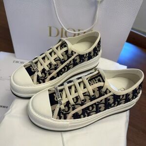 Dior Black & Beige Monogram Low-Top Sneakers